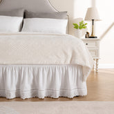 MIYE wrap around ruffled lace bed skirt embroidery adds elegant texture to your bed