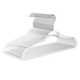 MIZGI 50-pack clear plastic hangers with invisible design for a sleek closet.