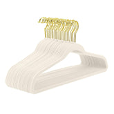 MIZGI Ivory Velvet Hangers 60-pack for organized closet and non-slip storage