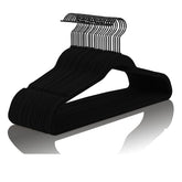 MIZGI premium velvet hangers, all-black flocked finish, 50-pack for organized wardrobes