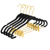 MIZGI premium velvet pants hangers with adjustable clips keep pants secure.