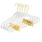 MIZGI velvet pants hanger 20-pack with white flocking and gold hook.