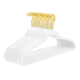 MIZGI white velvet hanger with anti-slip surface staying securely on garments