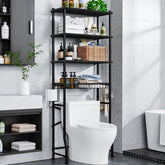 Mlinavn over-toilet storage rack in brown finish organizes towels and toiletries.