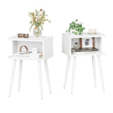 MMEOLUOOK White Nightstand Set 2 front view, ideal for compact bedrooms.
