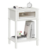 MMEOLUOOK nightstand with drawer in white finish beside bed