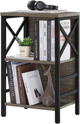 MNEETRUNG small bookcase front view shows sturdy metal frame for stability