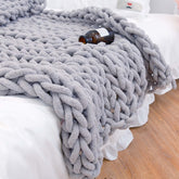 MocaDng chunky-knit blanket 40x40 inches in gray for cozy evenings