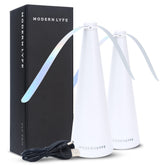 Modern Lyfe Fly Fan on a table powered by USB to deter flies during dining