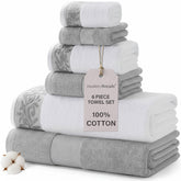 Modern Threads 600 GSM towel set in silver, full view showing plush, absorbent fibers for daily use.