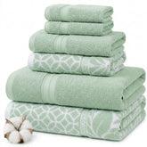 Modern Threads Botanical Vine bath towel in Sage Green, plush 27x54 size.