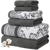 Modern Threads Floral Trail bath towel in gray showing plush softness and quick-dry comfort