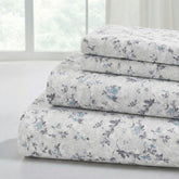 Modern Threads Kashmir Rose Blue flat sheet with a soft rose print for a luxurious, wrinkle-free bed.
