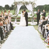 MODFUNS white velvet aisle runner 4ft by 20ft laid flat for elegant ceremony entry.