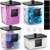 Moforoco clear laundry pods container with black wood lid, easy visibility and access.