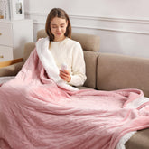 Molatink twin electric blanket showing two-sided warmth with flannel and sherpa