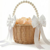 MOLTREX flower girl basket with pearl handle for elegant aisle moments.