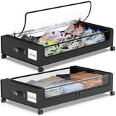 Molutsody underbed storage with wheels, front view, easy access.