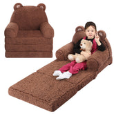 MOMCAYWEX Kids Sofa with sherpa brown cover offers cozy seating for playtime.