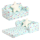 MOMCAYWEX toddler couch with star pillow for cozy reading and lounging.