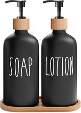 MOMEEMO black soap dispenser front view for stylish bathroom organization.
