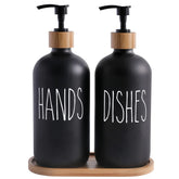 MOMEEMO black soap dispenser set with hand pump for stylish countertop organization