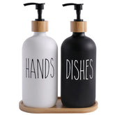 MOMEEMO Hands dispenser with pump and label for quick soap identification.