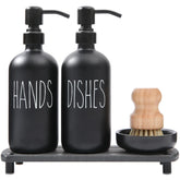 MOMEEMO matte black soap dispenser with stainless steel pump, ideal for a clean, organized sink.
