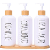 MOMEEMO white shampoo dispenser bottle with durable refill design for safe bathroom use.