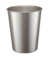 Monarch Abode metal wastebasket front view shows compact, stylish solution for bathroom or desk.