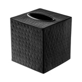 Monarch Abode hand hammered black tissue box cover on bathroom vanity