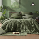 Monbix full-size olive green comforter with plush loft for all-season comfort
