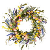 Montekin 22-inch front-door wildflower wreath boosts seasonal curb appeal.