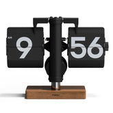 mooas classic modern wood mini flip clock in black, large digits for easy reading.