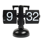 mooas Flip Desk Clock Black, front view, adds vintage charm to your workspace