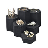 MOOCA wooden hexagon risers—six-piece set for stylish countertop jewelry display
