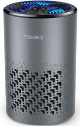 MOOKA KJ067L grey front view: compact purifier for quiet bedroom air