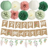 Mooliwe bridal shower banner in sage green for wall backdrop and photos.