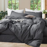 MooMee Bedding Duvet Cover Set texture closeup highlights soft, breathable fabric.