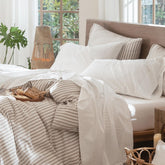 MooMee flat sheet off-white with breathable, cool comfort for warm nights.
