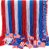 Moon Boat blue beads necklace for festive Fourth of July celebrations.