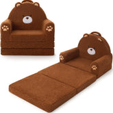 Moonbeeki 2-in-1 foldable toddler couch with bear face for cozy independent seating.
