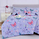 Mooreeke Kids butterfly comforter set with vibrant print and microfiber warmth for all-season sleep.