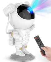 Mooyran Star Projector Astronaut figure projecting vivid nebula patterns for a peaceful sleep.