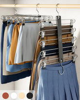 MORALVE 2-pack beechwood 5-tier skirt hangers for organized closets