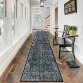 Morebes black vintage carpet runner 12ft for secure hallway use
