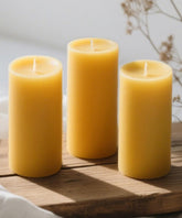 MOSROAD natural beeswax candles 3-pack pillars for warm ambiance