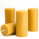 MOSROAD natural beeswax candles top view of four 2x4 inch pillars for cozy, air-cleaning lighting at home.