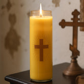MOSROAD Pure Beeswax Prayer Candle in a glass altar jar for focused devotion