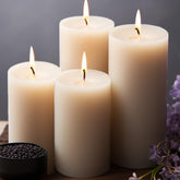MOSROAD unscented ivory pillar candles in a 6-pack for fragrance-free lighting